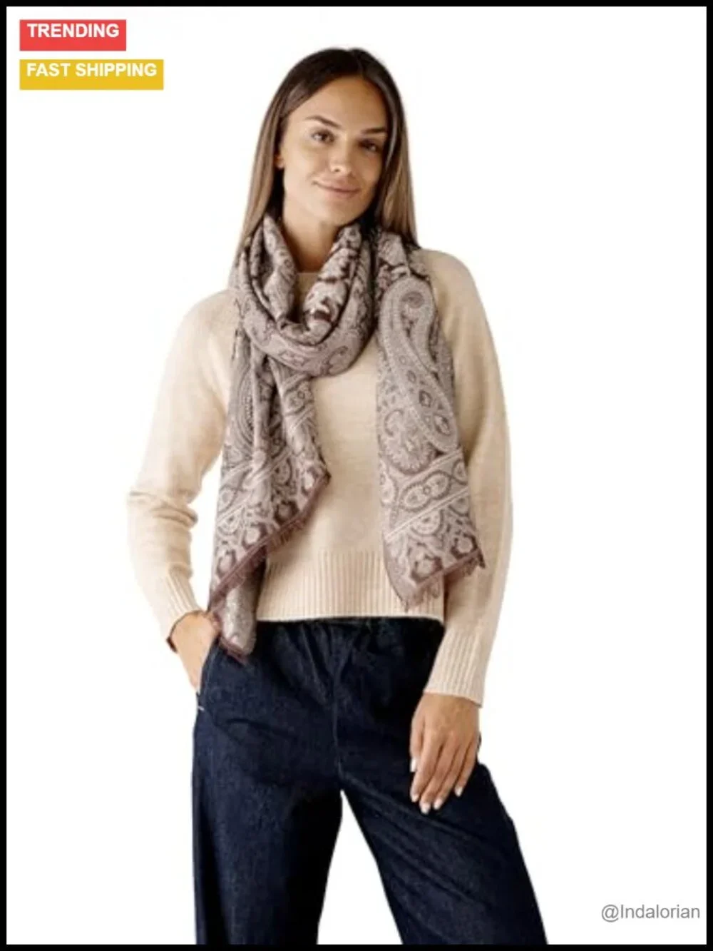 Elegant Long Shawl Scarf for Women - Lightweight Viscose from Bamboo